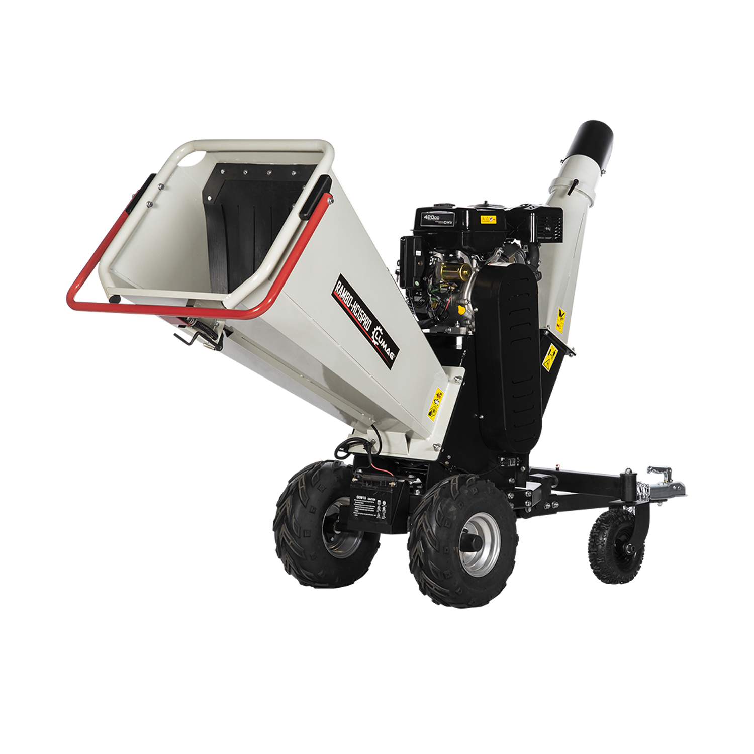 Benzin-Trommelhäcksler<br>RAMBO-HC15PRO<br>(Pendelachse)